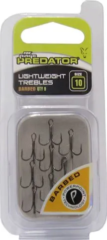 Fox Rage Predator Powerpoint Lightweight Trebles #10 9pcs Black Nickel