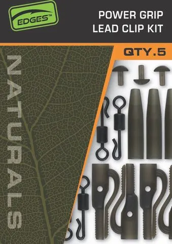 Fox Edges Naturals Power Grip Lead Clip Kit 5pcs 7 Dark Green