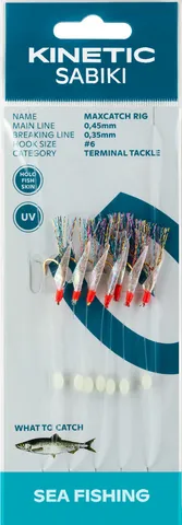 Kinetic Sabiki MaxCatch Ready-Made Rigs #6 200cm Holo Fishskin Multi