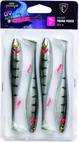 Fox Rage Slick Shad Weiche Köder 5pc 7cm UV Young Perch