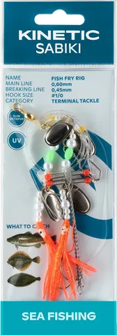 Kinetic Sabiki Fish Fry Fertigvorfach 110cm 0.6mm 0.45mm #1/0 Pearl Orange Fry