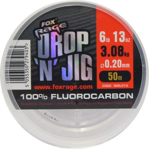 Fox Rage Drop 'n' Jig 50m 0.2mm 3.08kg Transparent White