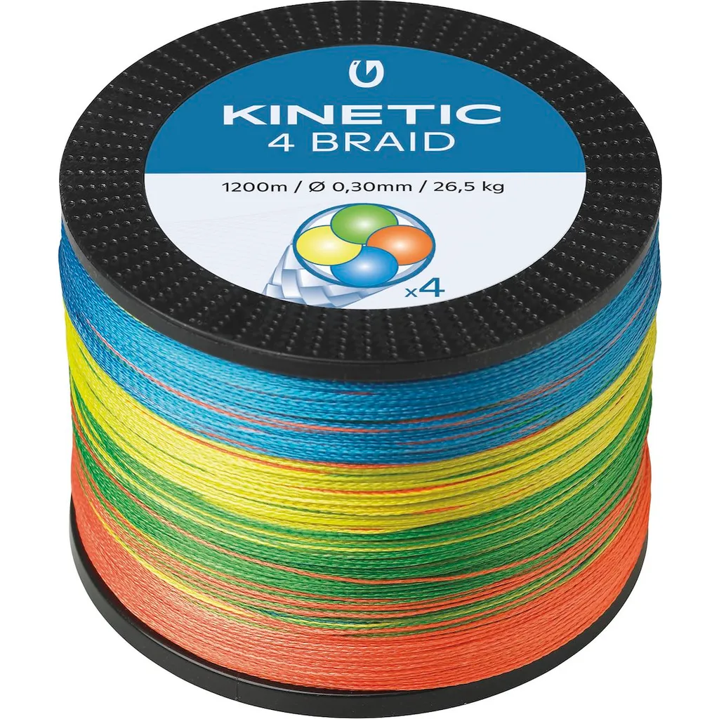 Kinetic 4-Braid Geflochtene Schnur 1200m 0,30mm 26,5kg Mehrfarbig