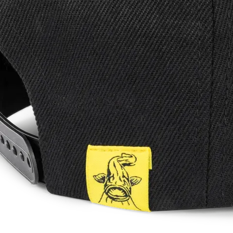 Black Cat Black Flat Peak Cap 50% Polyester / 50% Cotton