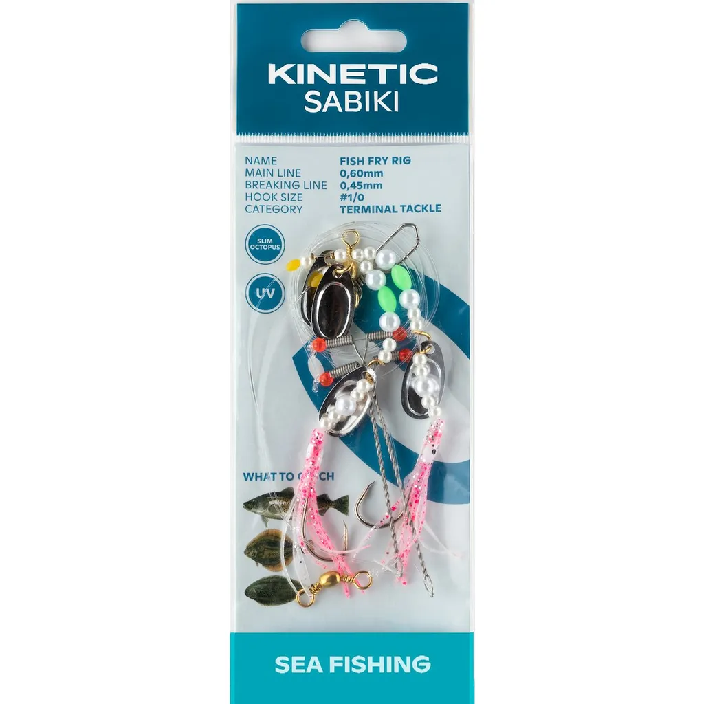Kinetic Sabiki Fish Fry Fertigvorfach 110cm 0.6mm 0.45mm #1/0 Pearl Pink Fry