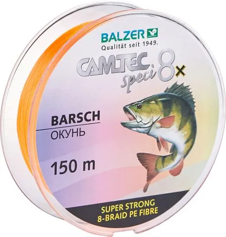 Balzer Camtec Speci 8x Barsch Braided Line 0.1mm 7.5kg 150m Orange