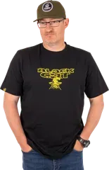 Black Cat Distressed Logo Black Tee XL