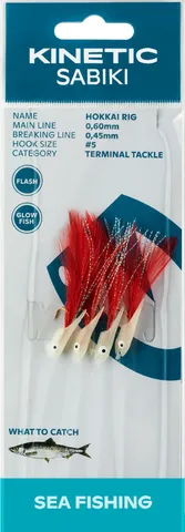Kinetic Sabiki Hokkai Ready-made Rigs 130cm 0.45kg #5 Pink Flash