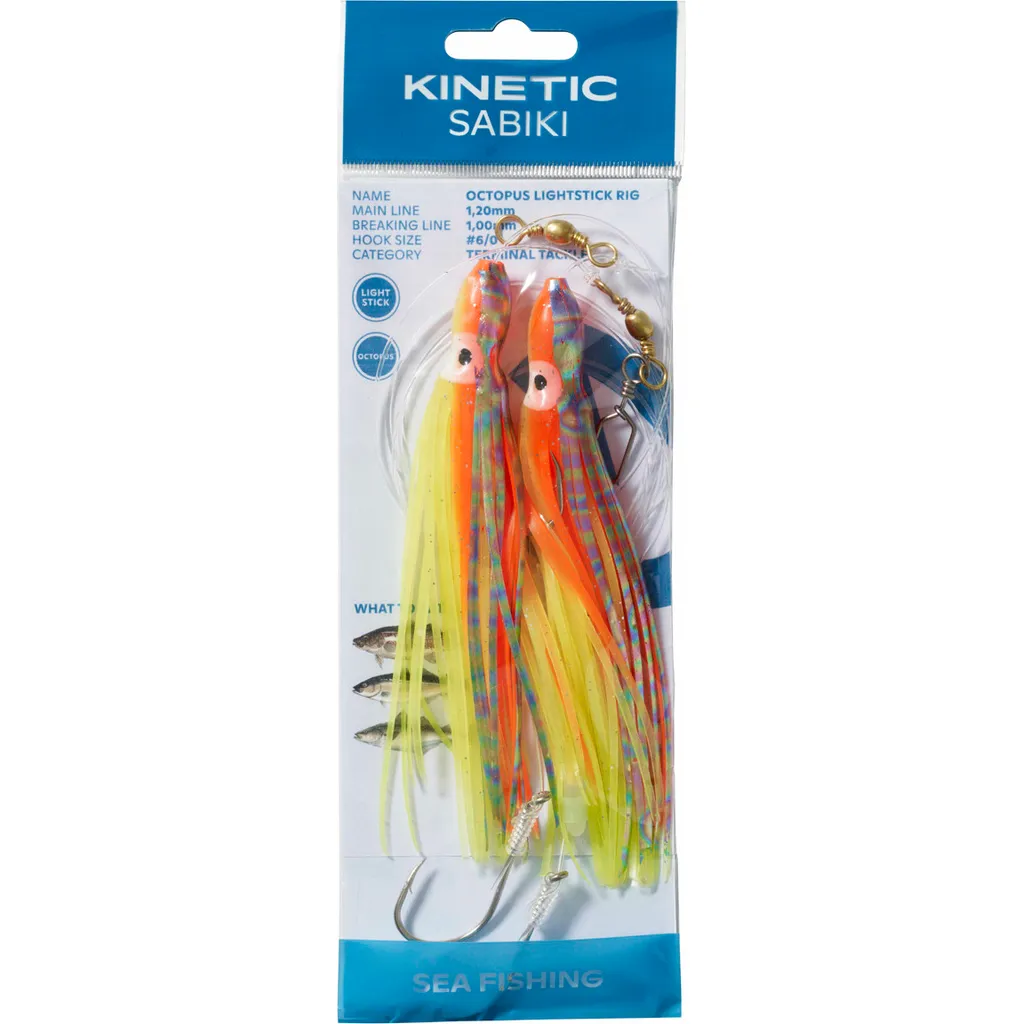 Kinetic Sabiki Octopus Lightstick Fertigmontage 130cm #6/0 Yellow Silver