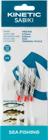 Kinetic Sabiki Trio Vorfachsysteme 240 115cm #2/0 White Flash