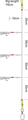 Kinetic Sabiki Trio Vorfachsysteme 127 115cm #2/0 Chartreuse Flash