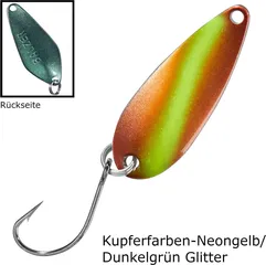 Balzer Spoon Swindler 2.3g Kupferfarben-Neongelb/Dunkelgrün Glitter