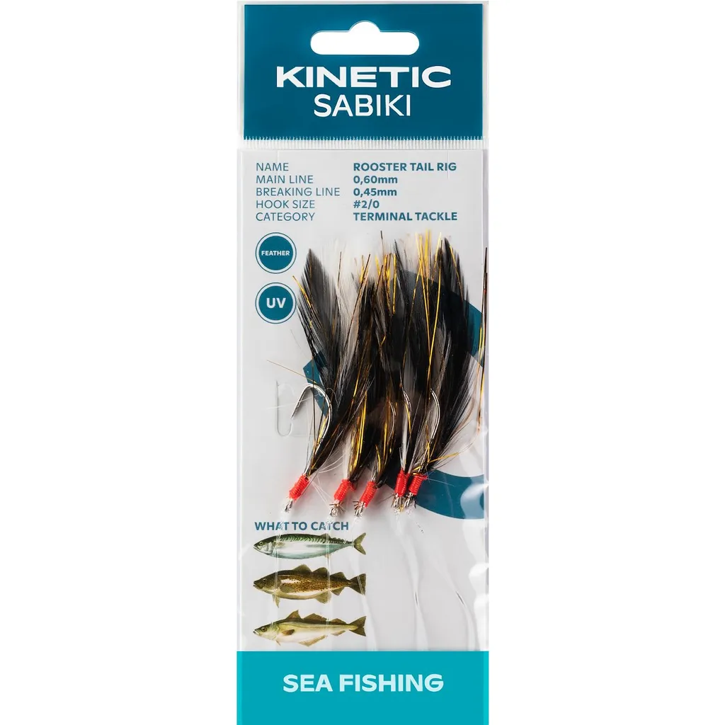 Kinetic Sabiki Rooster Tail Fertigmontage #2/0 130cm Black/Copper Flash