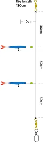Kinetic Sabiki Soft Tail UV Fertige Vorfächer F122 #8/0 130cm