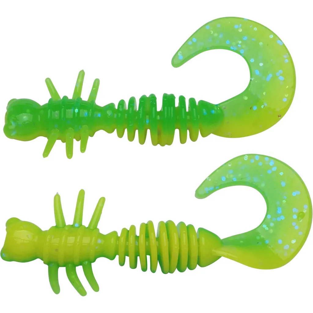 Berkley PowerBait Power Curly Gummiköder 4cm Spring Green Sunshine Yellow