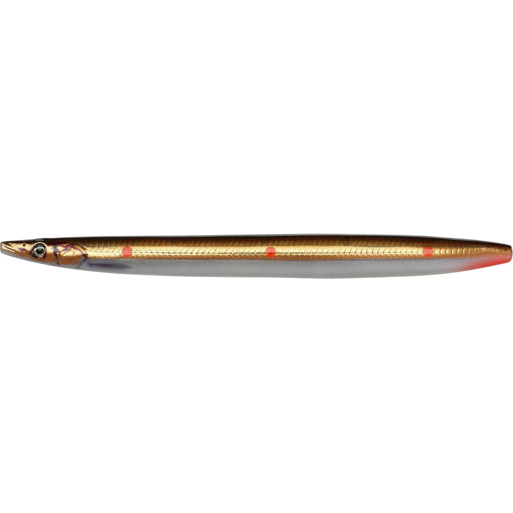Savage Gear 3D Line Thru Sandeel Meerforellenköder 13.5cm 23g Brown Copper Red Dots