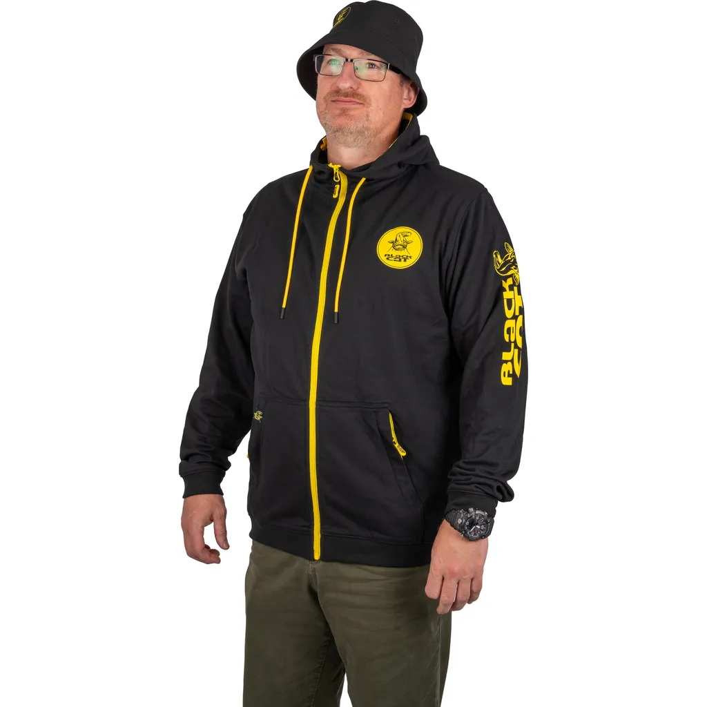 Black Cat Black Zip Hoody Small