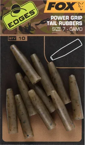Fox Edges Camo Powergrip Tail Rubbers Size 7 10pcs