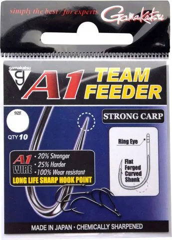 Gamakatsu A1 Team Feeder Strong Carp Hooks 8 10pcs NS Black