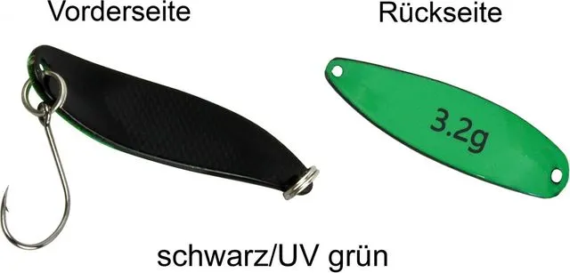 FTM Spoon Hammer Spoon 3.2g Wobbling Black/UV Green