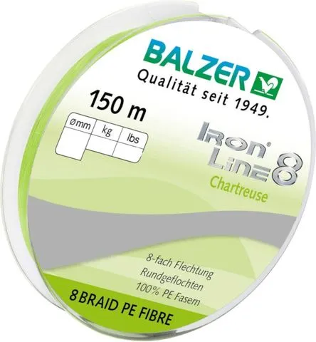 Balzer Iron Line Braided Line 0.21mm 15.4kg 150m Chartreuse