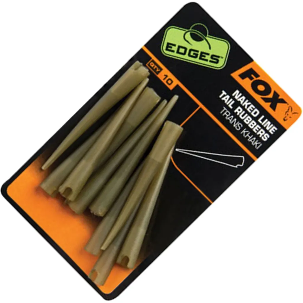 Fox Edges Naked Line Tail Rubbers - 10 Adapter Khaki/Transparent