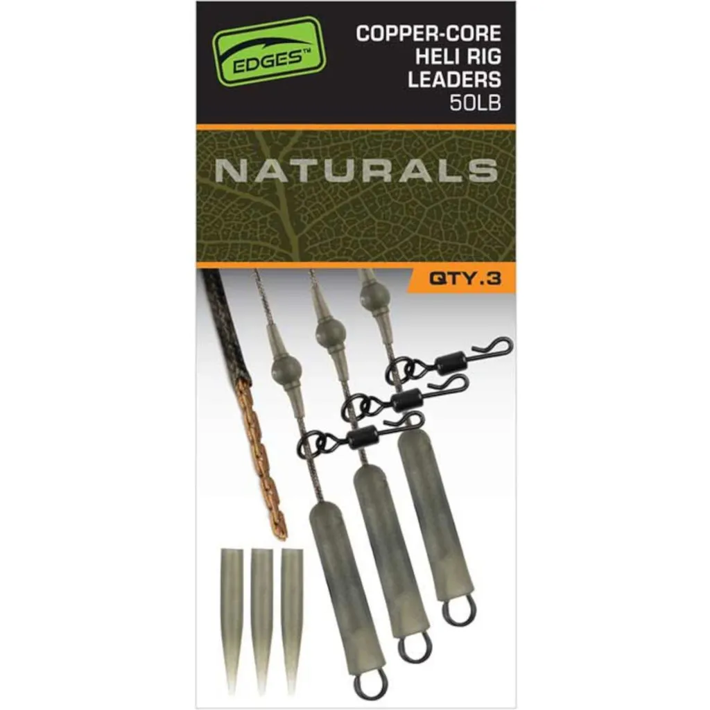 Fox Edges Naturals Copper-Core Heli Rig Leaders CAC904 75cm 3pc