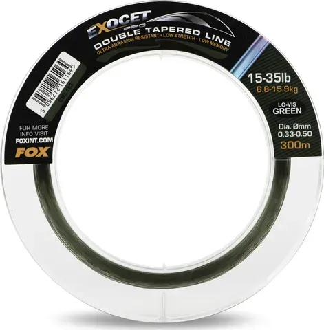 Fox Exocet Pro Double Tapered Line 0.33–0.50mm 300m 15–35kg Low Vis Green
