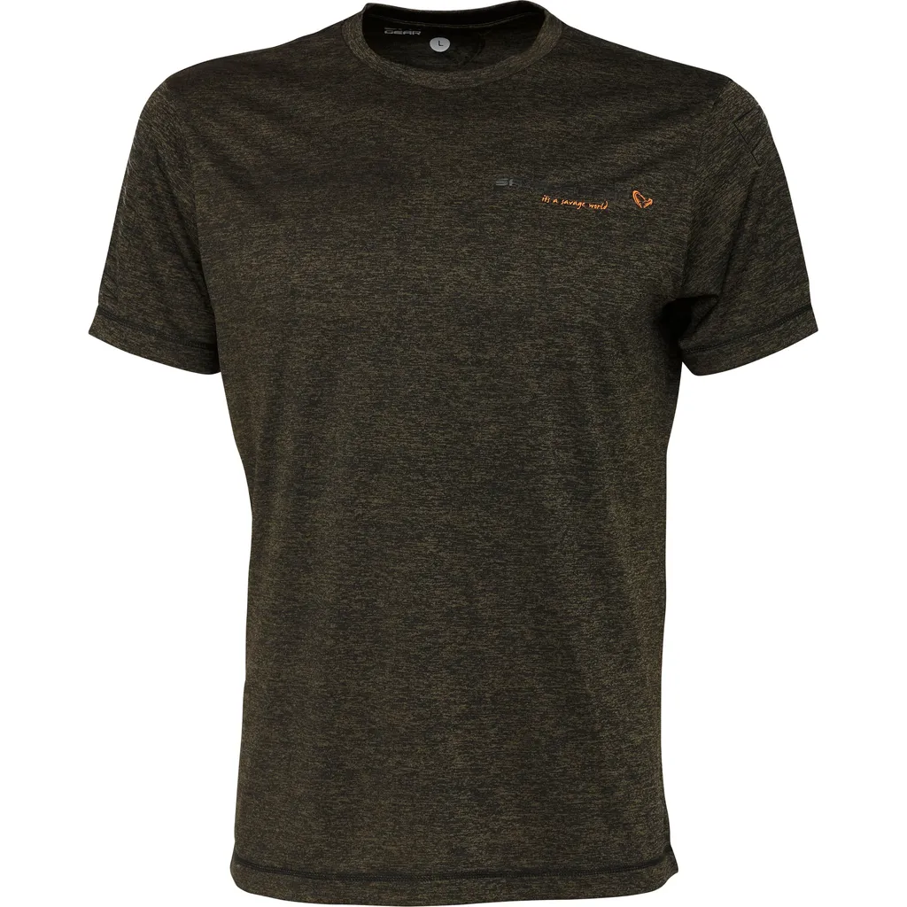 Savage Gear Fighter Stretch T-Shirt S Burnt Olive Melange