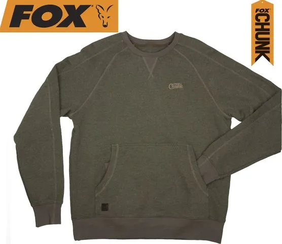 Fox Chunk Crew Pouch Sweatshirt Green Marl S
