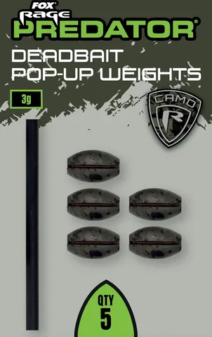 Fox Rage Predator Camo Deadbait Pop-Up Weights 3g 5pcs
