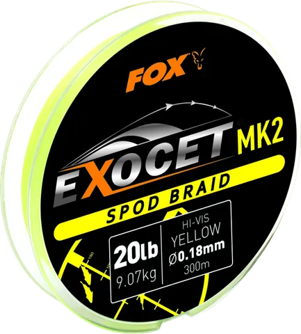 Fox Exocet MK2 Spod Braid 0.18mm 9kg 300m Yellow