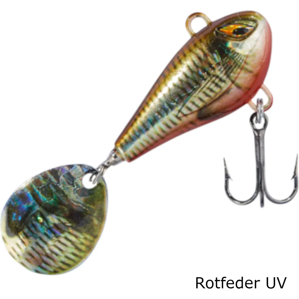 Balzer Shirasu Colonel Spin Buddy Evil Eye Spin Tails 4cm 12g Rotfeder UV