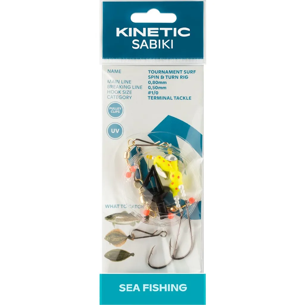 Kinetic Sabiki Tournament Surf Spin&Turn Vorfachmontagen #1/0 110cm 0.8mm Yellow