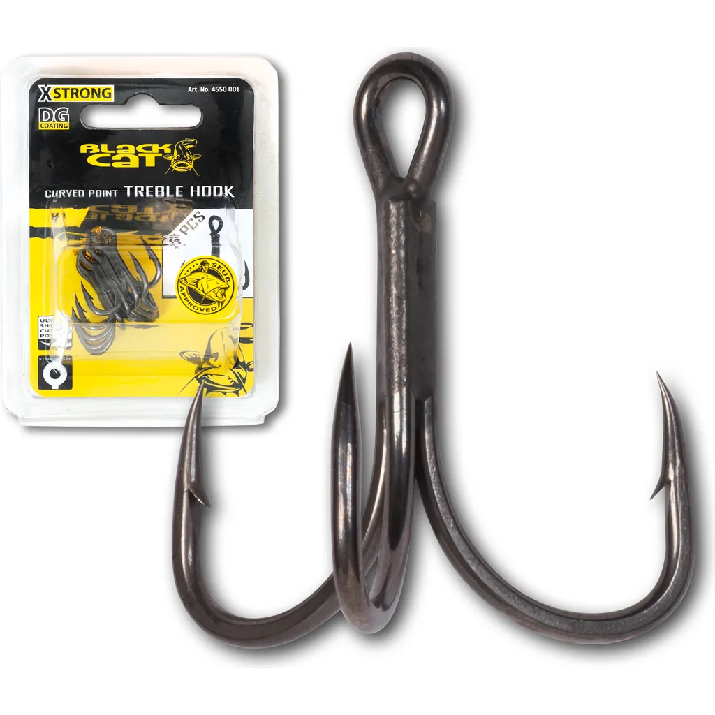 Black Cat Curved Point Treble Hook DG #3/0