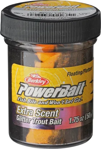 Berkley PowerBait Glitter Forellenpaste 50g Schwarz Orange