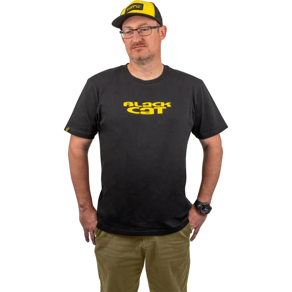 Black Cat Logo Black T-Shirt XXXL