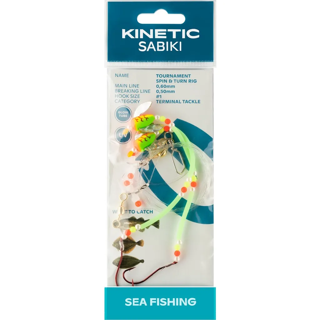 Kinetic Sabiki Tournament Spin&Turn Fertigvorfach #1 120cm 0.6kg Fire Tiger Glow
