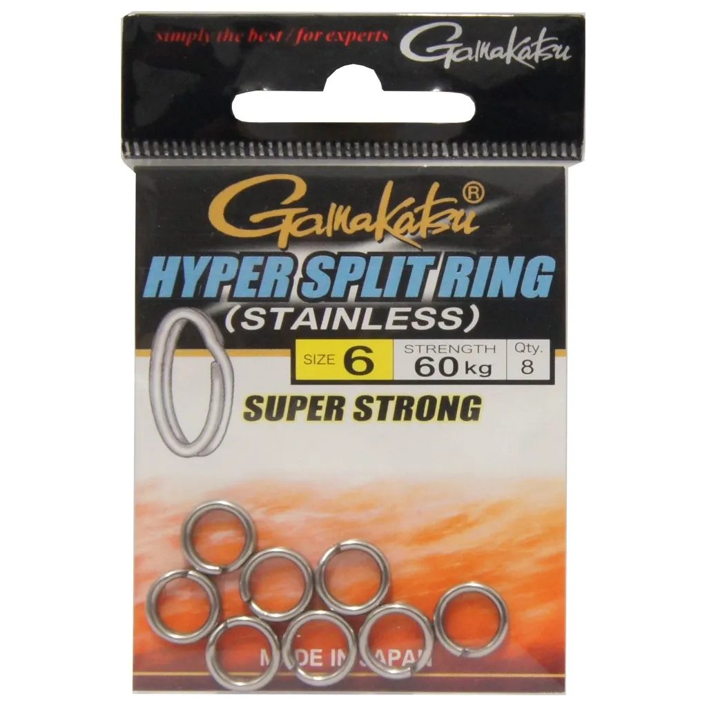Gamakatsu Hyper Split Ring Black Nickel Sprengringe #6 7.2mm 60kg
