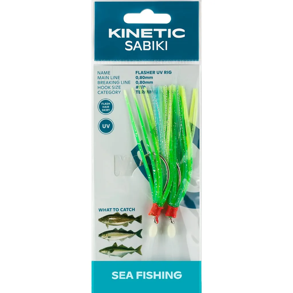 Kinetic Sabiki Flasher UV #7/0 130cm Green/Yellow/Blue