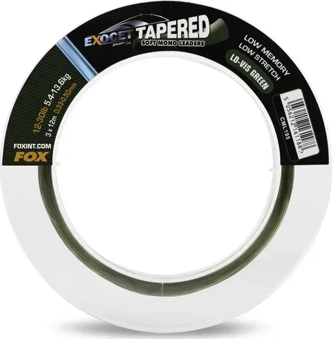 Fox Exocet Pro Tapered Leaders 0.33–0.50mm 5.44–13.61kg 12m Low Vis Green