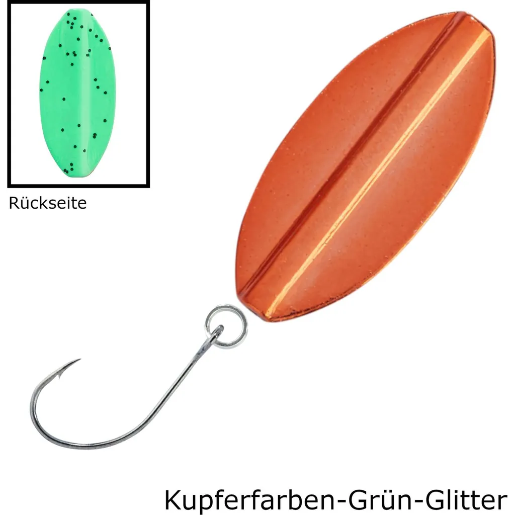 Balzer Metallica Inliner Spoon 3,5cm 3.5g Kupferfarben-Grün-Glitter
