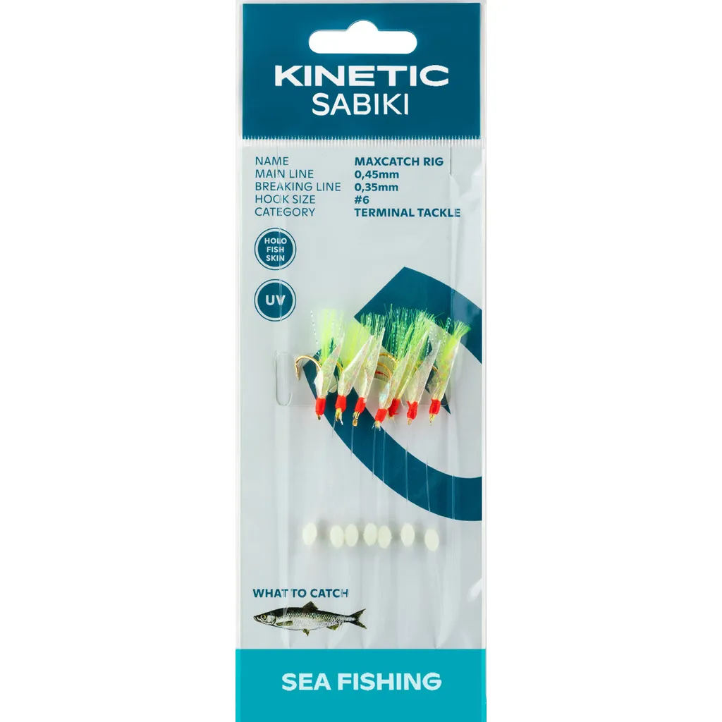 Kinetic Sabiki MaxCatch Fertigmontagen #6 200cm Holo Fishskin Yellow Flash
